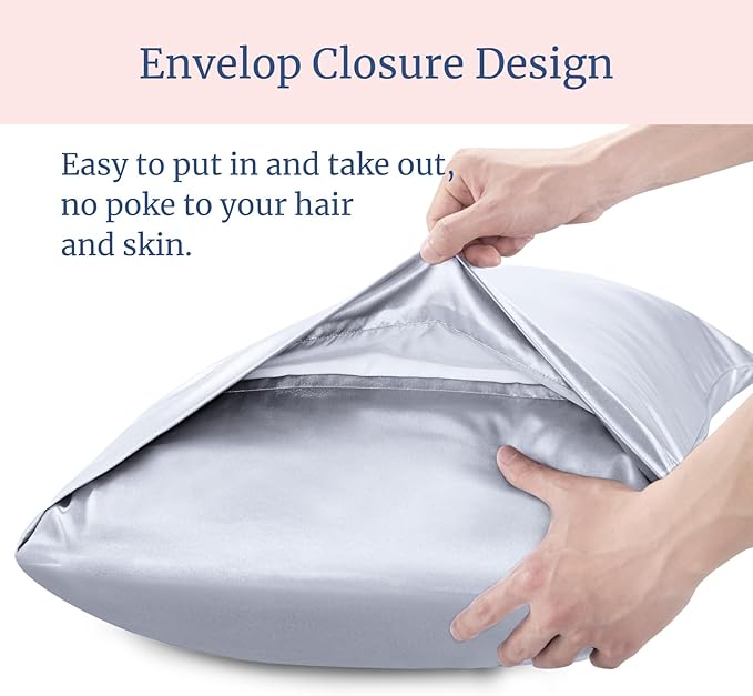 BEDELITE Satin Pillowcase for Hair and Skin, Super Soft Similar to Silk Pillow Cases 4 Pack with Envelope Closure, Cooling Pillowcases for Women Men (20"x40" King Size, Evening Haze)