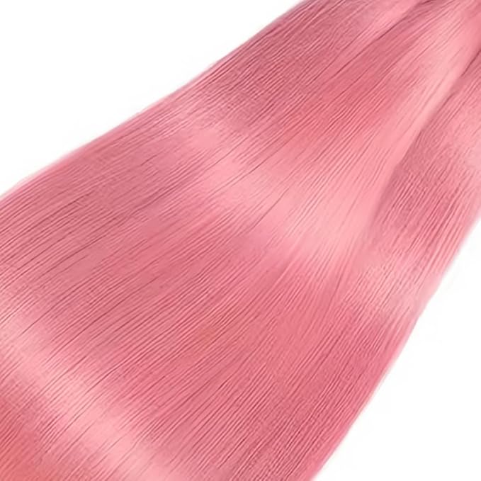 Pink Bundles Human Hair Pink Straight Bundles 22 24 26 Inch Niegmeag Hair Double Weft Grade 8A Peruvian Virgin Remy Hair Extensions 100g/pc