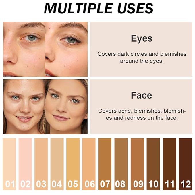 Kaely Cream Pot Concealer Full Coverage Set,Conceal Brighten Dark Circles,under Eye Brightener Color Correcting Concealer,Waterproof Foundation Palette with Brush,corrector de ojeras,Vegan Makeup,05