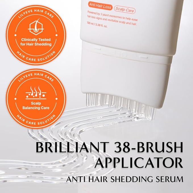 lilyeve GROWTURN Hair Growth Serum with Built-in Brush, Heartleaf-Derived Exosomes to Revitalize Hair, Hair Thickening, Hair Growth Accelerator - Korean Hair Care, 3.38 fl. oz. (Pack of 4)