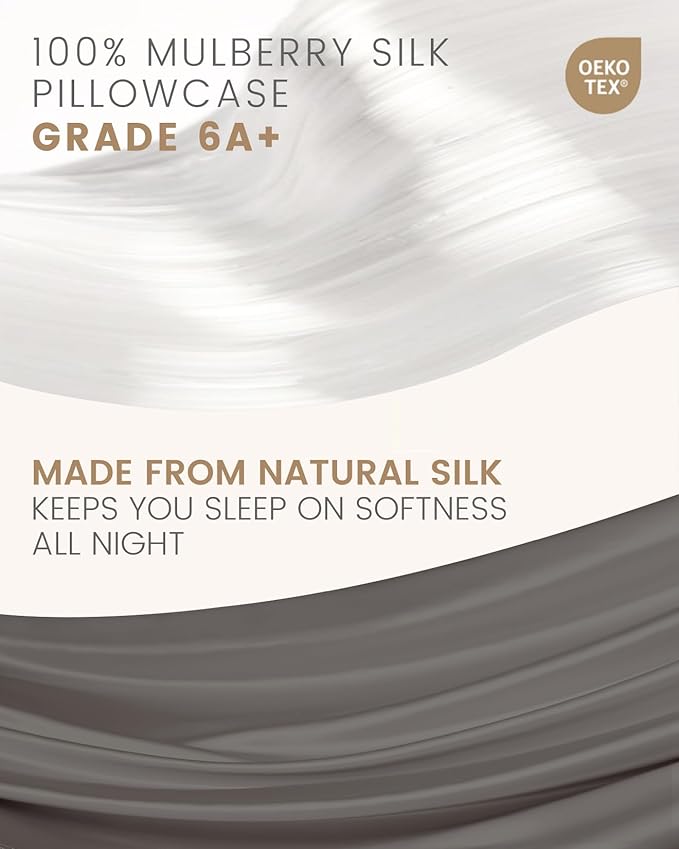 THXSILK Set of 2 Silk Pillowcase for Hair and Skin, 100% Mulberry Silk Bed Pillowcase Ultra-Soft, Soft Breathable Silk Pillow Case with Hidden Zipper, California King 20"x40", Dark Gray
