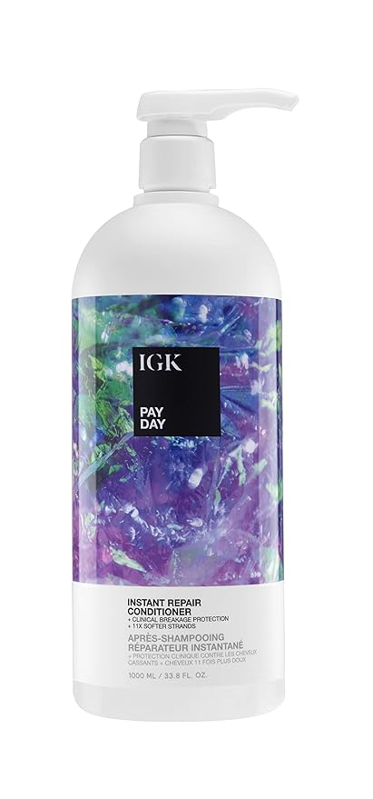 IGK PAY DAY Instant Repair Conditioner Liter | Bond-Building + Damage Repair | Vegan + Cruelty Free | 33.8 Oz