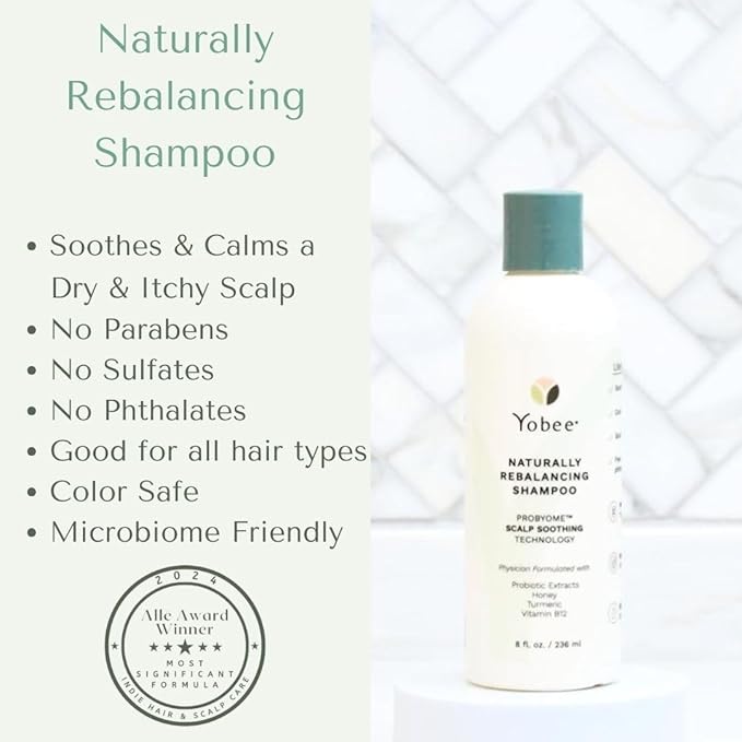 Yobee Naturally Rebalancing Shampoo | Dry, Flaky & Itchy Scalp Care with Para Probiotics, Organic Honey & Turmeric, Vitamin B12 & Oat Extracts | Dandruff & Psoriasis Relief (6 Bottles)