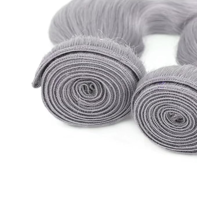 28 30 32 Inch Gray Bundles Human Hair Grey Body Wave Bundles Brazilian Virgin Soft and Silky Remy Hair Extensions Niegmeag Double Weft Silver Body Wave Bundle Hair Weave 300g