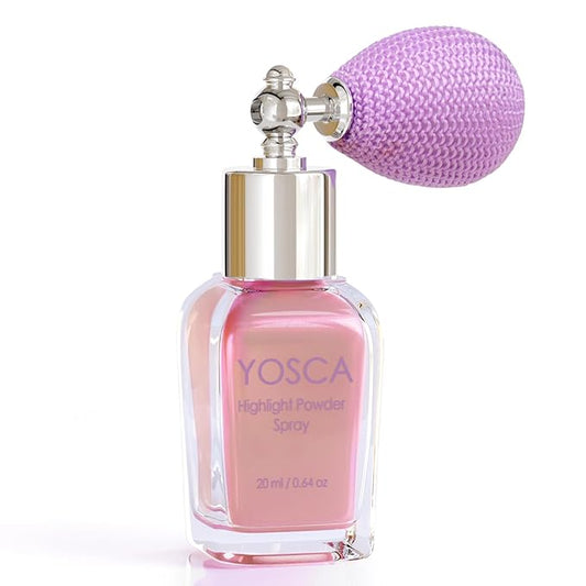 Yosca Highlighter Powder Spray, 20ML Cosmetic Grade Shimmer Powder Pink Glitter Spray Sparkle Highlighter Makeup Festival Concert Accessorise for Rave Clothes Hair Face Nail Art - Pinky Tulip