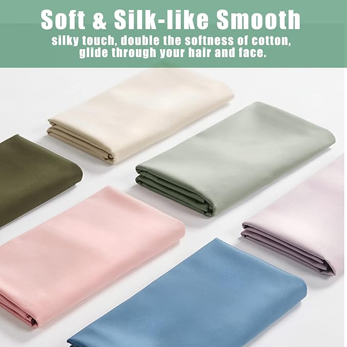 TELUS Green Pillow Cases King Size 2 Pack, Bamboo Rayon Cooling Pillowcases with Envelope Closure, Cool Breathable Pillow Cover for Hot Sleepers & Night Sweats, 20x40 inch