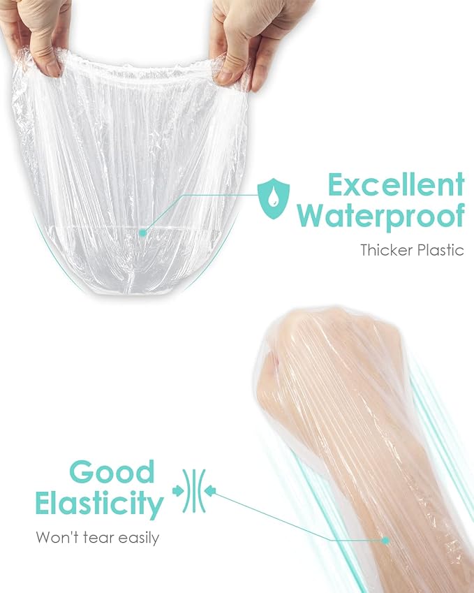 Auban 100PCS Disposable Shower Caps Independent Packing, Plastic Clear Hair Cap Large Thick Waterproof Bath Caps for Women, Travel Essentials Accessories (20.5")