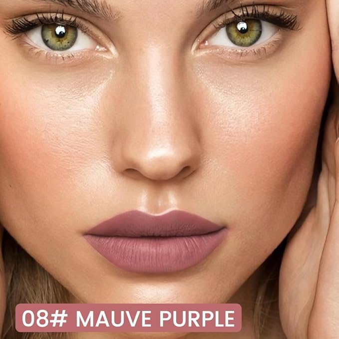 evpct Longwear Liquid Lip Liner Stain Marker Pen Long Lasting Waterproof, Mauve Purple Matte Semi Permanent 24 Hour Lip Liner and Lipstick Combo, Korean Color Stay Lipliner All Day Lips Stain peel off