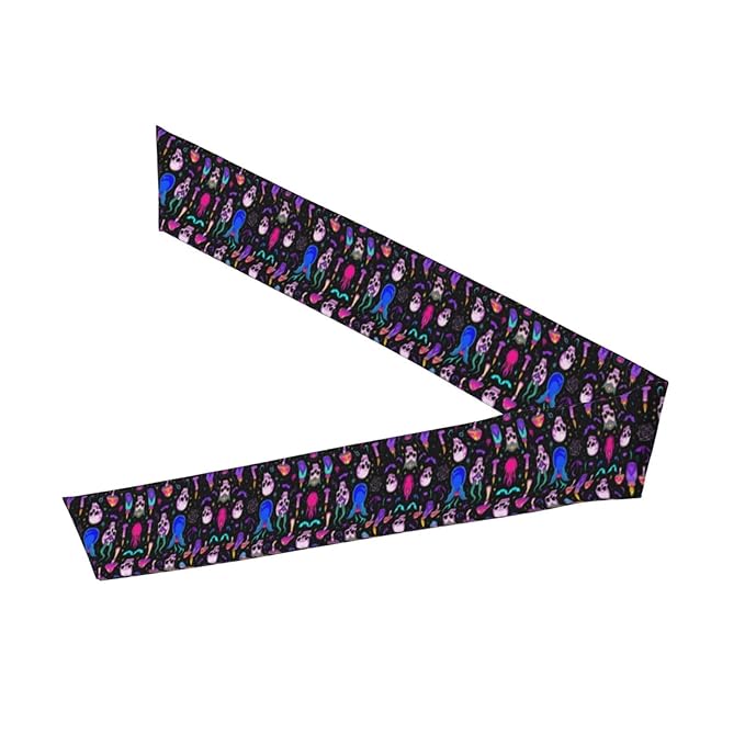Boys Girls Sports Sweatbands, Multipurpose Long Head Band for Yoga Fitness Shower, Fashion Gothic Magic Witch Witchy Headwear Head Decor