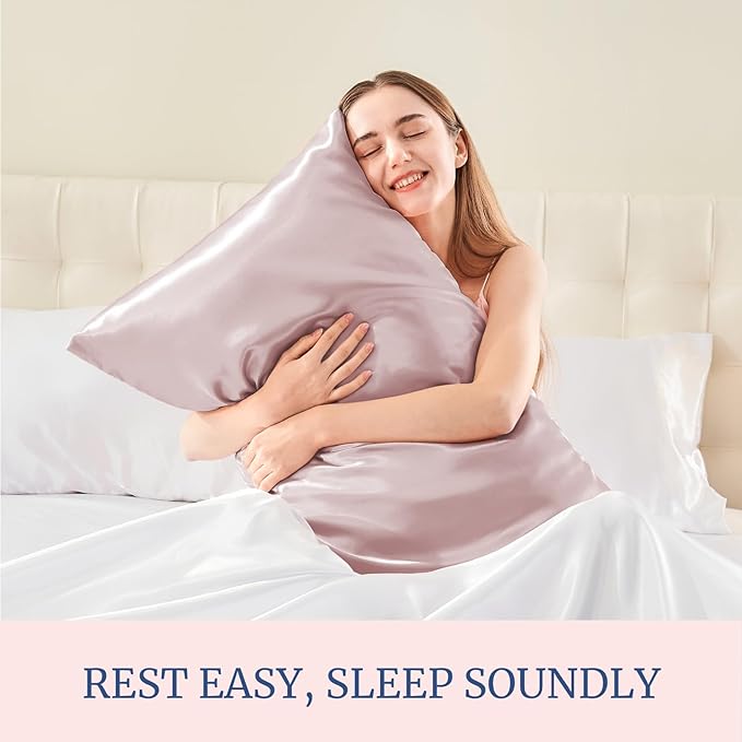 BEDELITE Satin Pillowcase for Hair and Skin, Super Soft Similar to Silk Pillow Cases 4 Pack with Envelope Closure, Cooling Pillowcases for Women Men (20"x40" King Size, Lotus Pink)