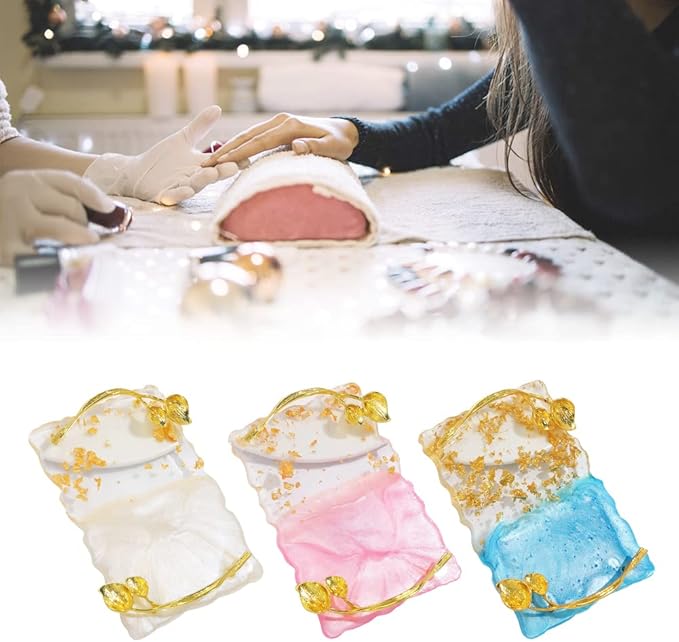 Resin Nail Art Palette, Nail Art Painting Palettes with Nail Palette Stirring Rod Gold Edge Nail Holder Nail Art Display Board Fashion Delicate Nail Tool Accessories, Type 3