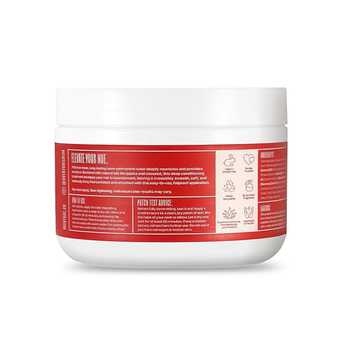 Overtone Semi Permanent Hair Color Conditioner, Extreme Red is now Ruby Red, 8 oz, Nourishing, Damage-Free, Color Depositing Mask for All Hair Types with Shea Butter & Coconut Oil, Cruelty-Free