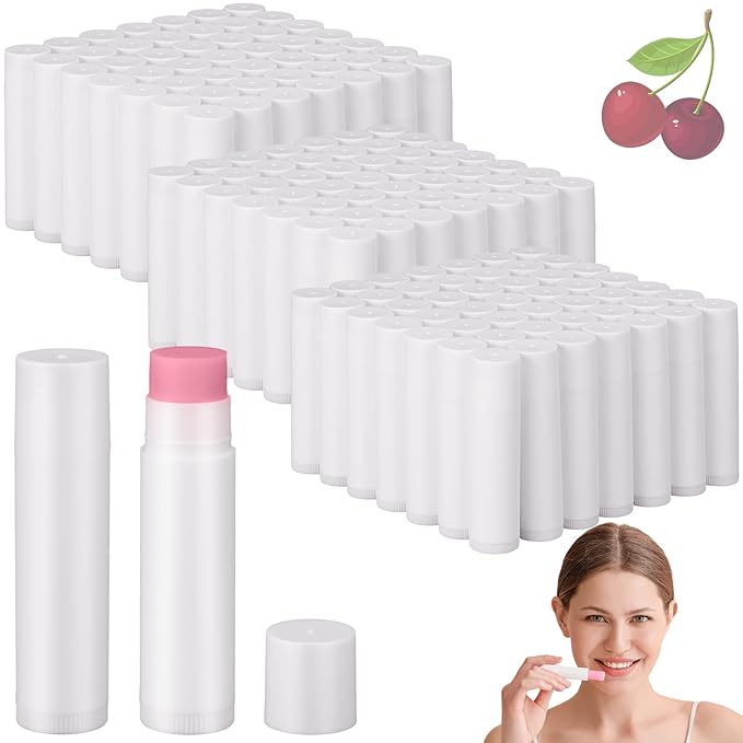 Demissle 150 Pcs Unlabeled Lip Balm Bulk Chapped Stick Blank Mini Lip Balm Gifts Moisturizing Lip Balms Favors for Women Homeless Wedding Bridal Shower Favors Baby Shower Guests Favors(Cherry)