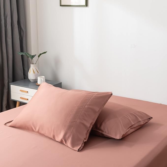 Bella Coterie | Luxury Bamboo Viscose Standard Size Pillowcase Set | 100% Organically Grown | Ultra Soft | Cooling | 2 Pcs [Raisin]