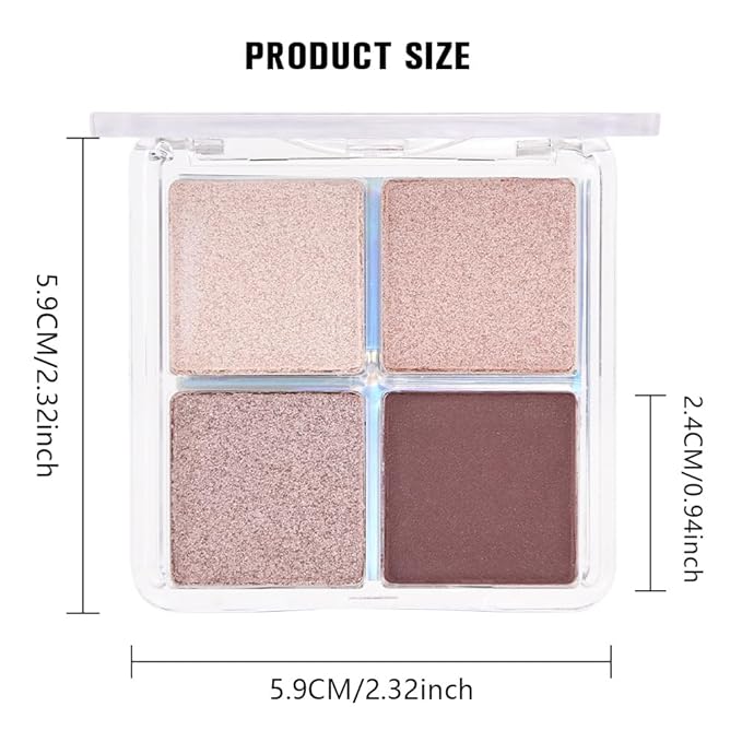 evpct Eyeshadow Quad Palette, Champagne Rose Gold Bronze Plum Glitter Shimmer Metallic Matte High Pigment Primer Eye Shadow Palette Makeup for older Women, Smudge Proof Vegan Cruelty-free, Ballerina