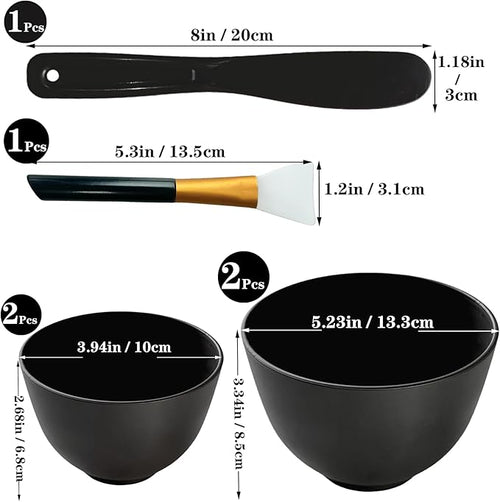 4Pcs Silicone Mixing Bowl DIY Hair Color Mixing Bowls for Home Salon Spa Face Skin Applicator Bowl, Black