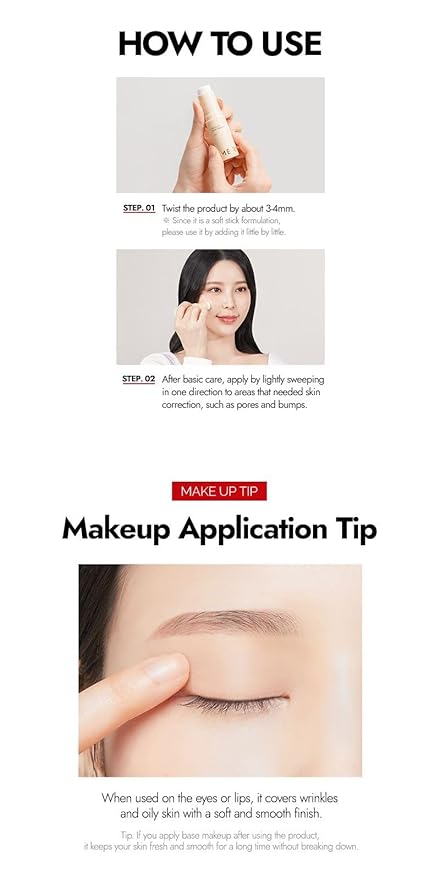 MERYTHOD PORE-CHAK Stick Primer Erasing Mattifying Hard Primer Stick, Filttered Effect, Easy Stick Type, Uneven&Pore Cover 0.4oz