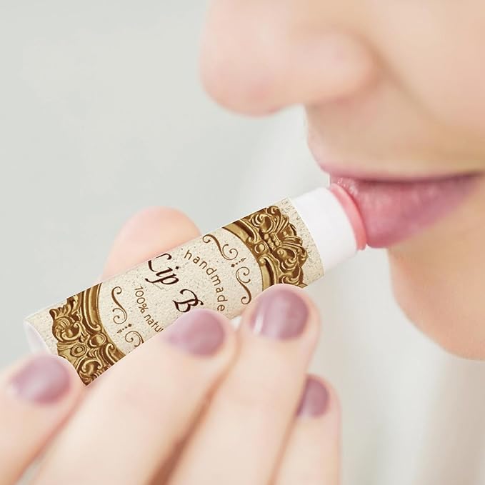 CRASPIRE 80Pcs 8 Styles Lip Balm Sticker Retro Photo Frame Self-Adhesive Homemade Lip Balm Labels Vintage Square DIY Label Stickers for Lip Balm Containers Cosmetics Lipsticks