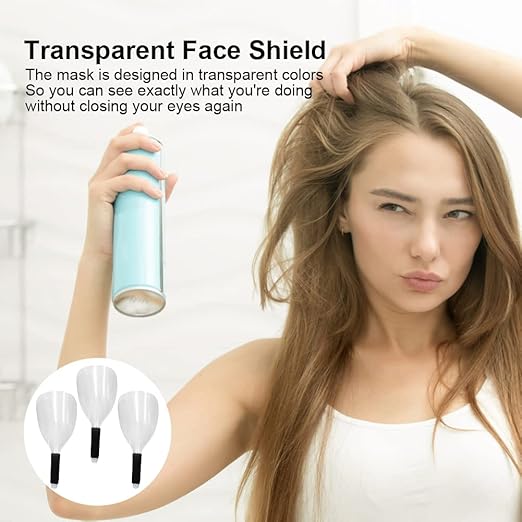 Saycker 3Pcs Face Shield for Hairspray,Plastic Barber Face Shield,Handheld Hairspray Face Shields,Reusable Face Protective Cover for Hairdressing Hair Stylist Cutting Dust Makeup Protector(Clear)