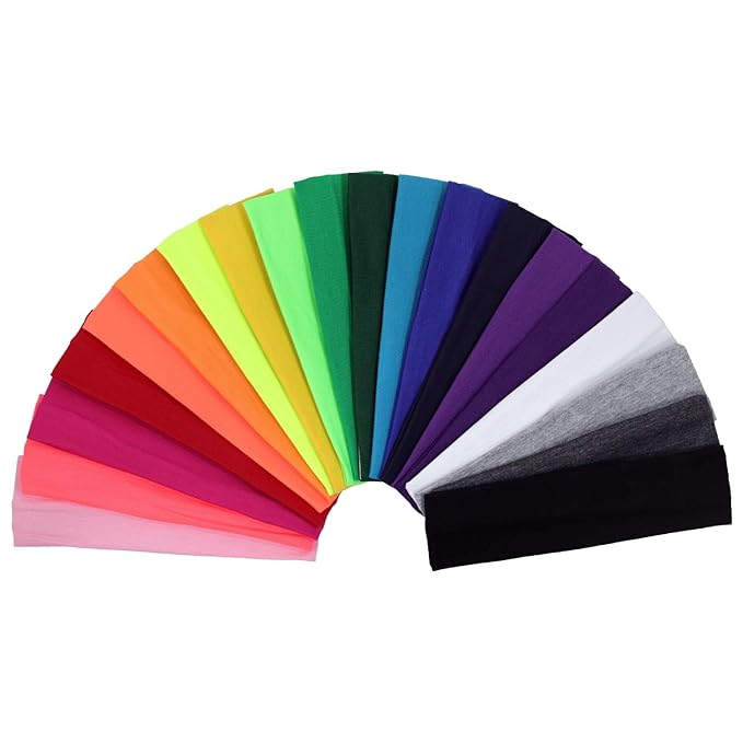 Kenz Laurenz Soft and Stretchy Elastic Cotton Headbands, Pack of 12, White