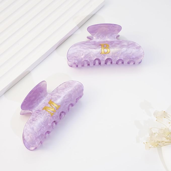 Teen Girl Gifts Trendy Stuff - Purple Initial Cute Hair Clips, Letter Hair Claw Clips, Glitter Claw Clips Durable Hair Clips, Birthday Gifts for Teens Daughter Sister Christmas Gifts