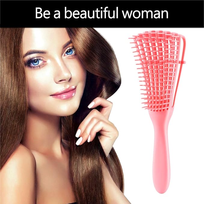 Detangling Brush for Afro American/African 3a to 4c Kinky, Wavy/Curly/Coily Hair - Scalp Massaging Comb for Thick/Long, Wet/Dry/Oily Hair (3 pcs, 3-Black)