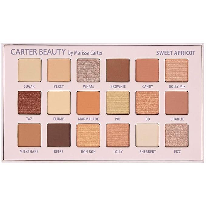 Carter Beauty 18 Shade Eyeshadow Palette | Long Lasting Eye Shadow Makeup | Shimmer & Matte Vibrant Colors (Sweet Apricot)