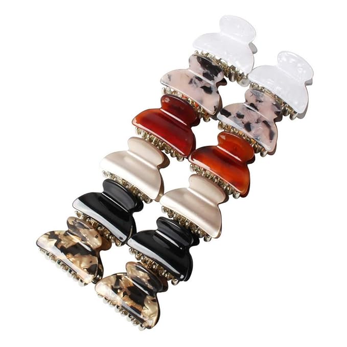 1.57 inch Floral Printed Small Acrylic Hair Claw Clips for Girls and Women,Plastic No-Slip Grip Jaw Hair Clip Hair Jaw Clamp,Pack of 12 (Color C)