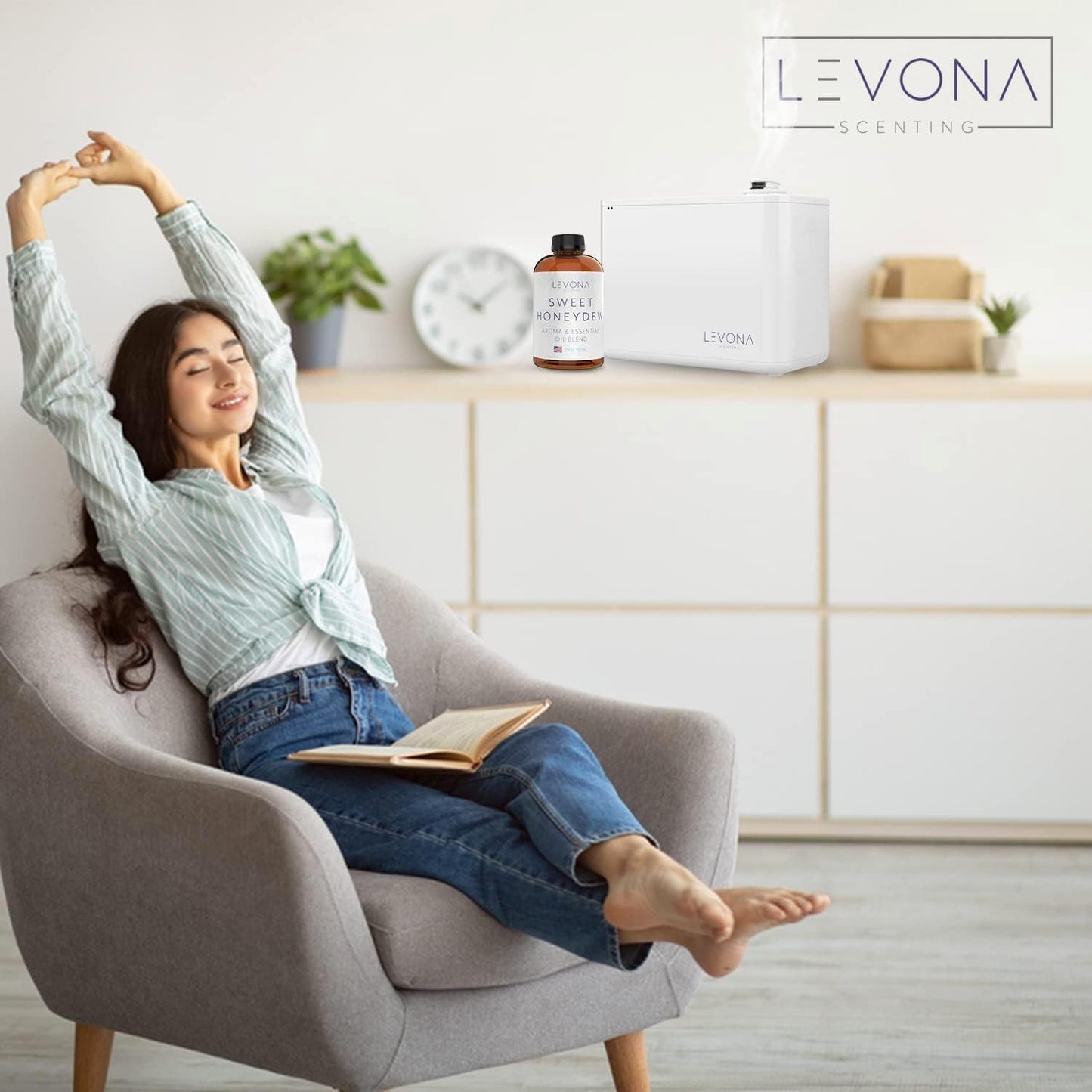 Levona Scent Oil Diffuser Essential Oils: Essential Oils Home Luxury Scents - Sweet Honeydew Essential Oil - Sweet & Fresh Notes of Nectarine and Floral Rose Essential Oil - 700 Ml Fragrance Oils