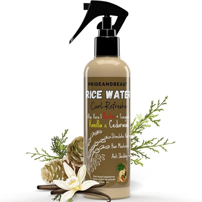 Rice Water For Hair Growth - Hair & Scalp Treatment, Rosemary Water Spray For Hair Growth, Infused with Biotin, Vegan Non-Greasy Spray Naturally Thicker hair. (Vanilla + Cedarwood, 4 OUNCES) (8 OUNCES, Vanilla Cedarwood)
