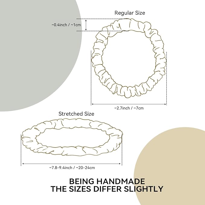 22 Momme 100% Mulberry Silk Hair Ties, Well-Hold Elastic for No-Damage (4Pack,Champagne,LightGray,CreamWhite,LightPink), 6A, Scrunchies, Reduces Frizz & Breakage, OEKO-TEX Certified
