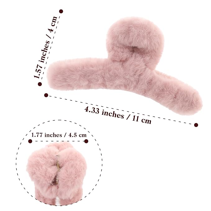 5PCS Large Claw Hair Clips for Thick Hair Big Fuzzy Hair Clips for Women Nonslip Strong Hold Hair Claw Clip (Pinks)