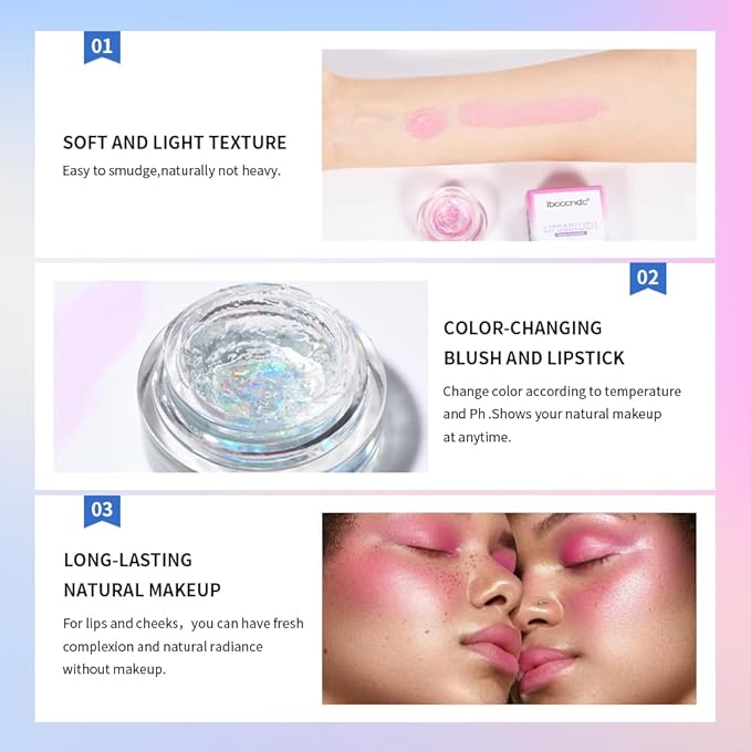 Color Change Blush Clear Liquid Blush Cream Moisturizing Blusher Halo dyeing naturally Blush Rouge Multi-use Makeup Cream For Cheeks Face Lips Waterproof Blush Gel Lip Oil (#3)