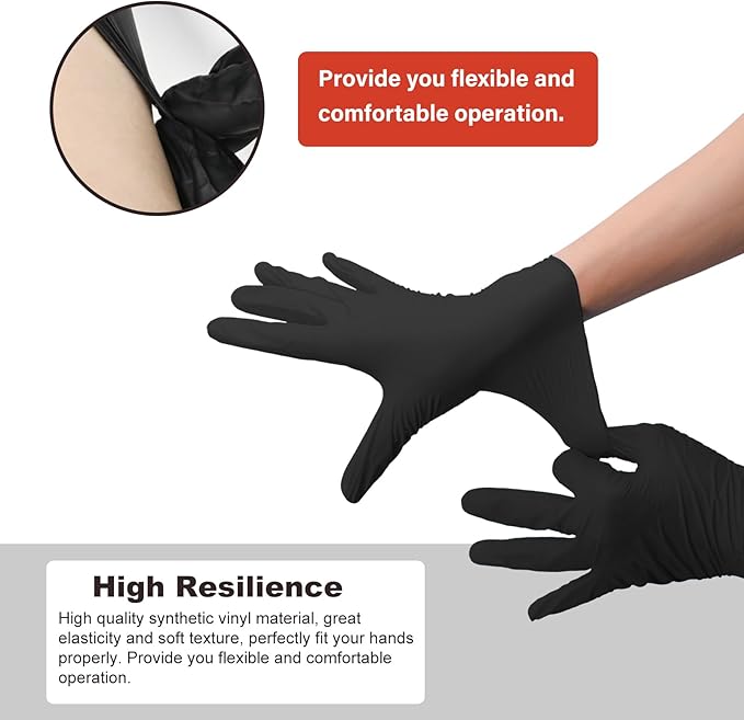 Disposable Gloves Large, Nitrile and Vinyl Blend Latex Free Gloves, 4 Mil,1000 Pc. Food Grade Glove for Cleaning, Food Prep, Hair Dye, Tattoo, Black