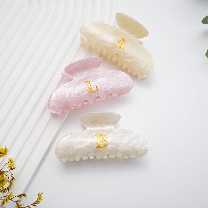 Initial Cute Hair Clips - White Letter Elegant Hair Claw Clips, Fashion Glitter Claw Clips Durable Hair Clips, Wedding Gift, Bridesmaid Gifts, Birthday Gifts, Christmas Gift, Letter J