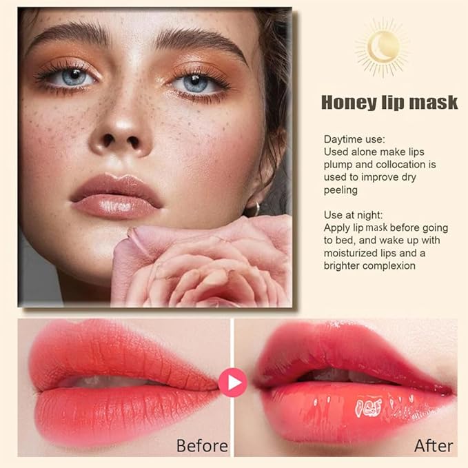2PCS Bee Lip Balm Honey Pot,Honey Lip Mask Propolis Moisturizing Lip Balm with Stick,Propolis Moisturizing Honey Lip Balm,Hydrating & Prevention Dry and Cracked Lip,Lip Care Skin Care Products