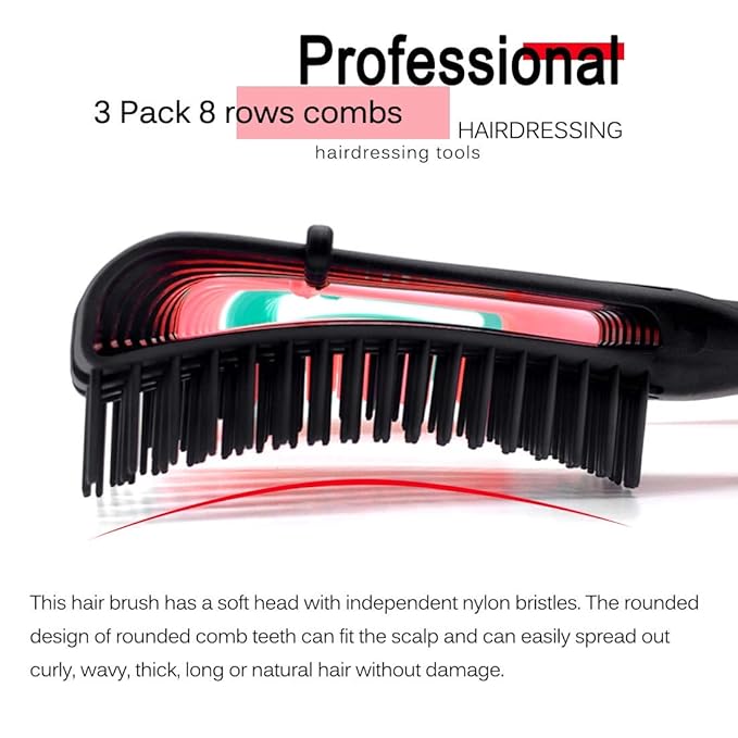 Detangling Hair Brush for Afro America/African Hair Textured 3a to 4c, Knots Detangler Scalp Massage Comb for Women (3 pcs, Purple)