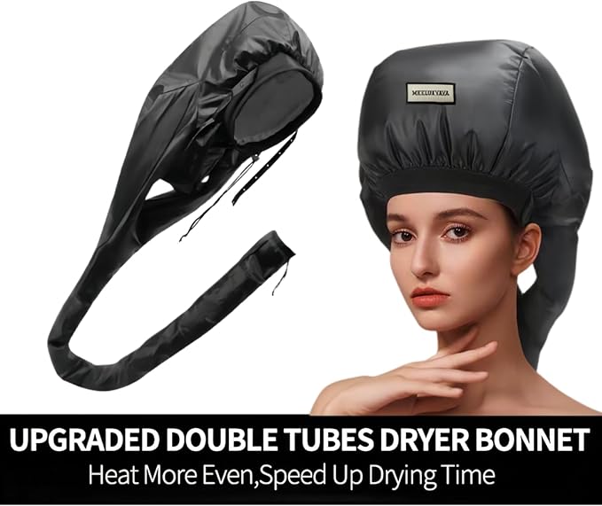 Bonnet Hair Dryer for Curly Hair,Upgraded Double Tubes Even Heat Distribution,Hairstyling Dryer Cap for Women,Diffuser Cap for Curls Hair Portable, Deep Conditioning for All Hairstyles at Home(size M)