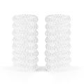 16Pcs Spiral Hair Ties, (Clear White) Hair Elastic Coils for Women and Girls, Waterproof Phone Cord Hair Scrunchies Accessories Bands for Ponytails and Updos