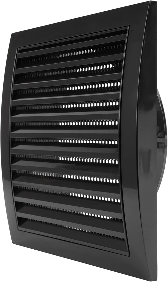 Repa Market 6 Inch Black Dryer Vent Hood/Duct Cover for Walls or Ceiling/ABS Plastic Louvered Air Grille with Built-In Mesh Screen/Exhaust and Dryer Vent Covers for Indoor & Outdoor Use
