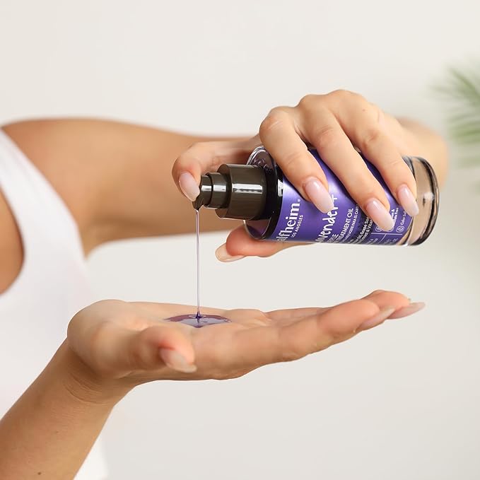 ALFHEIM Lavender+ Purple Hair Oil for Blonde, Silver & Color-Treated Hair – Anti-Brass & Frizz Control Serum – Restores Shine, Smoothness & Cool Radiance – with Grape Seed Oil – 3.38 oz / 100 ml