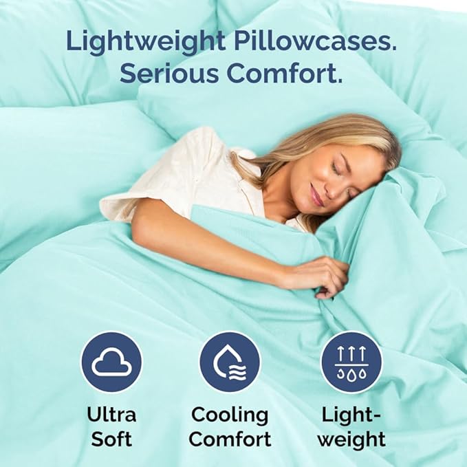 King Pillow Cases Set of 10 - Ultra Soft Hotel Quality Pillowcase Covers - Comfy & Wrinkle Free - Shrink, Stain & Fade Resistant - Easy-Care, Machine Washable Pillow Protectors - 10 Pcs Set - Spa Blue
