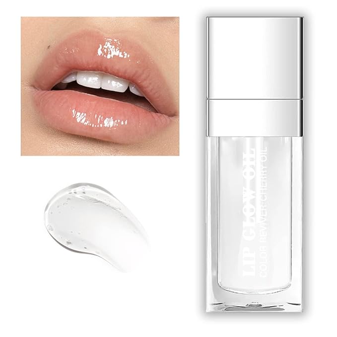 Plumping Lip Oil, Long Lasting Hydrating Lip Gloss Tinted Lip Balm Non-sticky Revitalizing, Transparent Lip Care Oil for Dry Lip (Clear)
