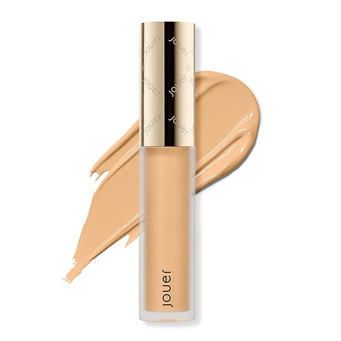 Jouer Essential High Coverage Liquid Concealer - Brightening Concealer - Color Corrector for Under Eye Dark Circles, Spot Coverage, and Eye Primer - Soft Matte Finish, Honey