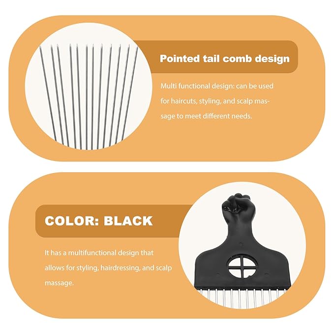 TIDTALEO 4Pcs Metal Hair Pick Comb Set with 12-Prong Stainless Steel Afro Pick Detangler for Thick Curly Hair Styling and Hairdressing Use