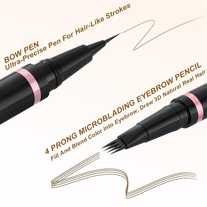 Eyebrow Pencil Makeup Kit, with Waterproof 2-IN-1 Microblading Eyebrow Pen, Eyebrow Pomade, Eyeliner and Dual-ended Eyebrow Brush, Brow Pencil Kit for Natural Eyebrows - Auburn