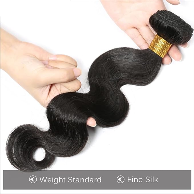 Color 1B Body Wave Bundles Natural Black Human Hair Bundles Unprocessed Brazilian Virgin Remy Hair Single Bundle 24 Inch Double Weft Real Color 1B Hair Weave