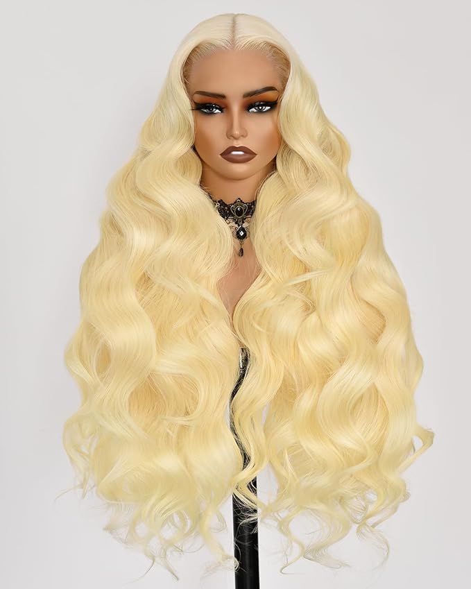 613 Lace Front Wig Human Hair 13x4 Blonde Body Wave Hd Transparent Lace Frontal Wigs Human Hair Pre Plucked With Baby Hair 180% Density Blonde Glueless Wigs Human Hair 22 Inch