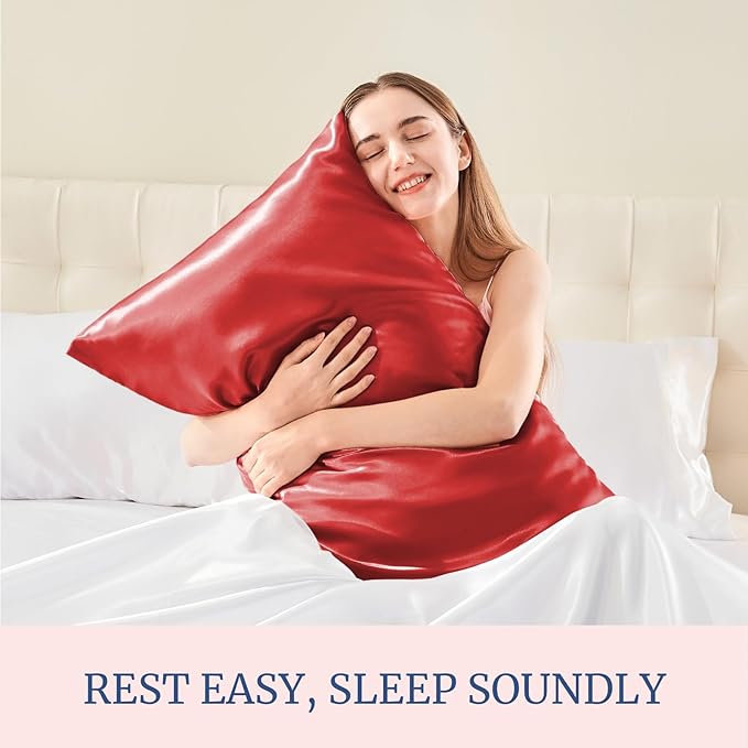BEDELITE Satin Pillowcase for Hair and Skin, Super Soft and Cooling Similar to Silk Pillow Cases 2 Pack with Envelope Closure, Gift for Women Men(20"x26" Standard Size, Baked Apple)