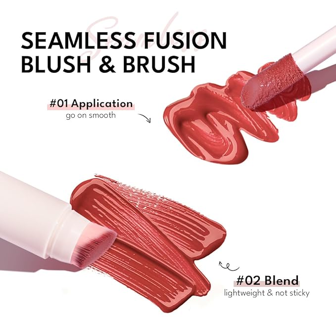 Liquid Cream Blush Stick Makeup for Cheeks | Build-in Brush - Application & Blending in One #L003